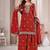 Red fandy silk embroidery party wear sharara  suit set