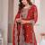 Red fandy silk embroidery party wear sharara  suit set