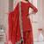 Red fandy silk embroidery party wear sharara  suit set