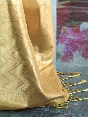 yellow yellow & green ethnic motifs zari silk blend banarasi saree 4