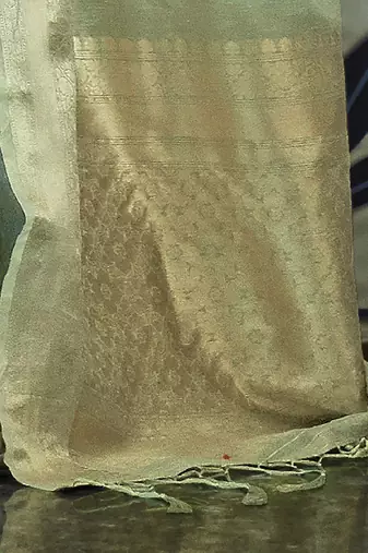 green green & gold-toned ethnic motifs zari banarasi saree