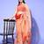 peach floral saree with embellished border