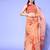 peach floral saree with embellished border