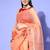 peach floral saree with embellished border