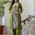Green silk blend printed kurta set