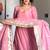 Baby pink embroidered anarkali kurta set with pant and dupatta for women