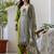 Green silk blend printed kurta set