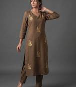 women animal printed regular kurta with trousers