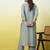 Grey cotton poly embroidered kurta set
