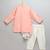 Peach printed cotton silk kurta set