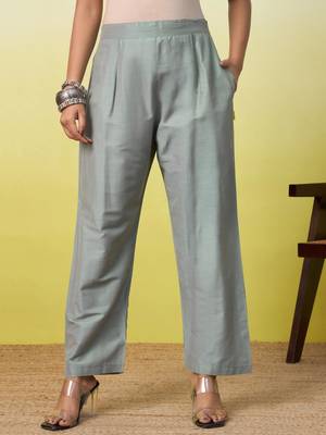 Grey cotton poly embroidered kurta set 3