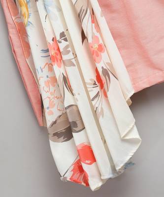Peach printed cotton silk kurta set 5