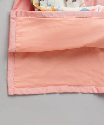 Peach printed cotton silk kurta set 6