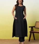 Black cotton poly  kurta set