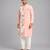 Peach printed cotton silk kurta set