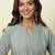 Grey cotton poly embroidered kurta set