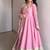 Baby pink embroidered anarkali kurta set with pant and dupatta for women
