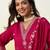 Pink silk blend embroidered kurta set