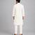 Ivory blue stripes cotton silk Men Kurta Set
