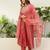 Peach chanderi embroidered kurta set