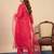 Dark-pink silk blend embroidered kurta set