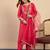 Dark-pink silk blend embroidered kurta set