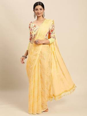 beige beige floral zari pure chiffon saree 1