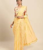 beige beige floral zari pure chiffon saree