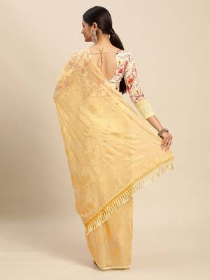 beige beige floral zari pure chiffon saree 3