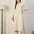 Off-white cotton poly embroidered kurta set