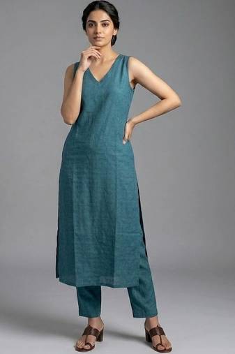 women regular kurta with trousers