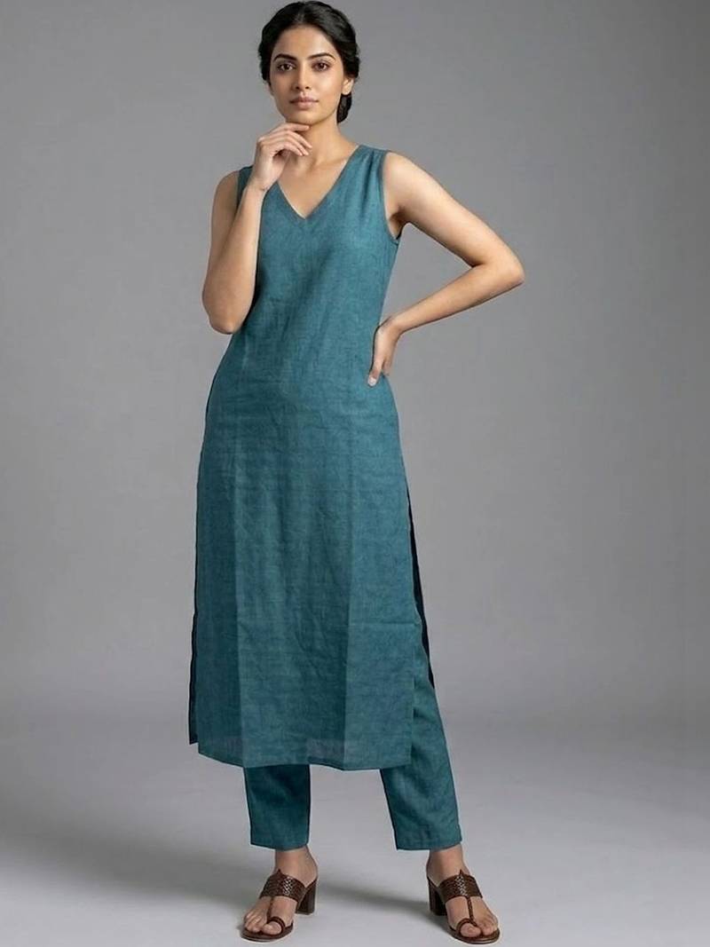 women regular kurta with trousers