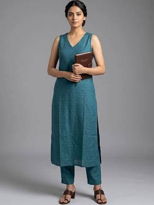 women regular kurta with trousers 3
