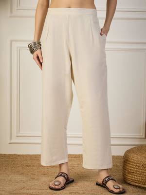 Off-white cotton poly embroidered kurta set 4