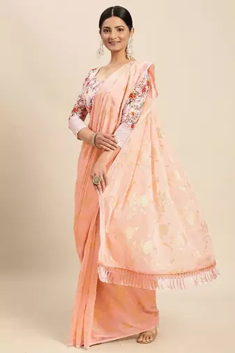 pink pink floral pure chiffon saree
