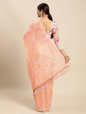 pink pink floral pure chiffon saree 2