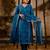 Blue silk blend embroidered kurta set