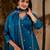 Blue silk blend embroidered kurta set