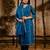 Blue silk blend embroidered kurta set