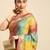 blue bandhani gotta patti pure chiffon saree