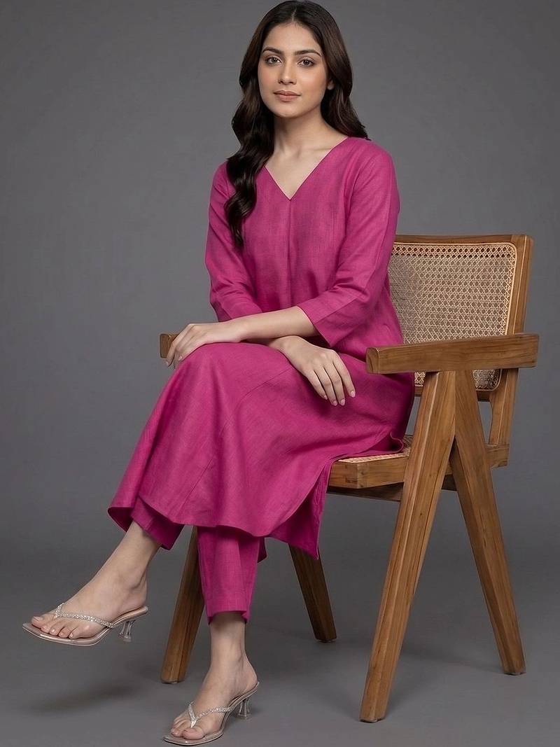 women regular kurta with trousers