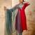 Red silk blend embroidered kurta set