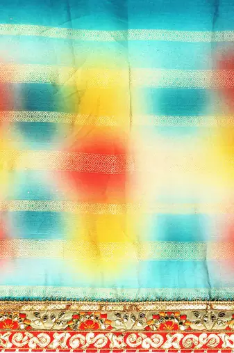blue bandhani gotta patti pure chiffon saree