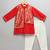 red woven cotton silk kurta set