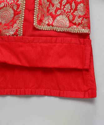 red woven cotton silk kurta set 6