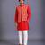 red woven cotton silk kurta set