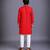 red woven cotton silk kurta set
