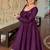 Wine embroidered anarkali kurta set with pant and dupatta for women