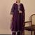Purple rayon embroidered kurta set