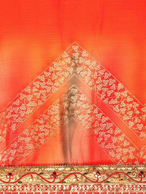 red bandhani gotta patti pure chiffon saree 4